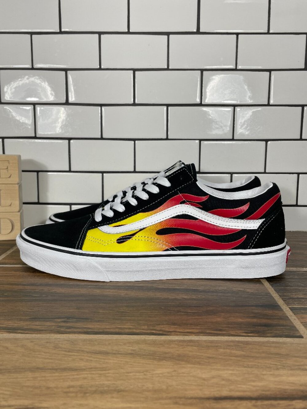 Vans Old Skool Shoes Mens Size 11 Multicolor Flames Low Top Skate Sneakers